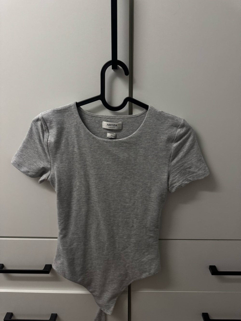 Aritzia Light Gray Short Sleeve Bodysuit